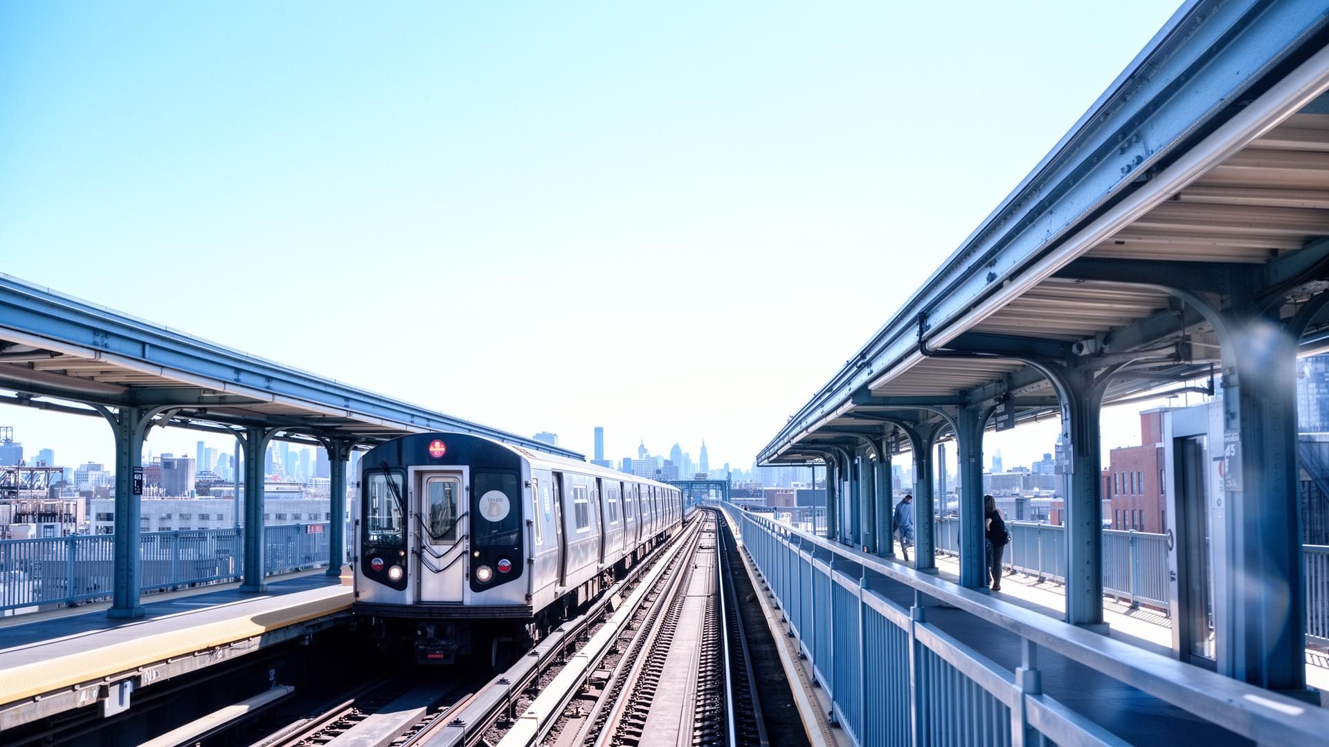 A subway train arriving at a New York platform
